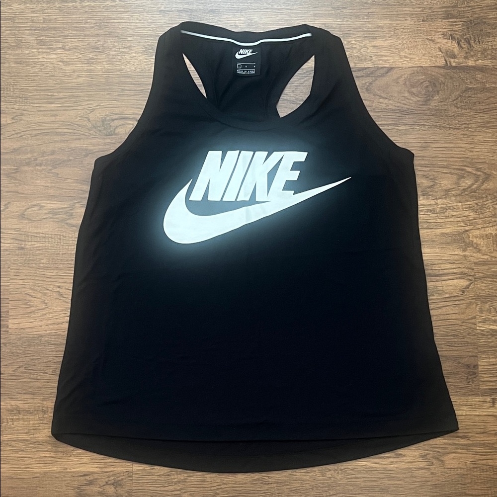 Nike Women's Black and White Logo Tank Top